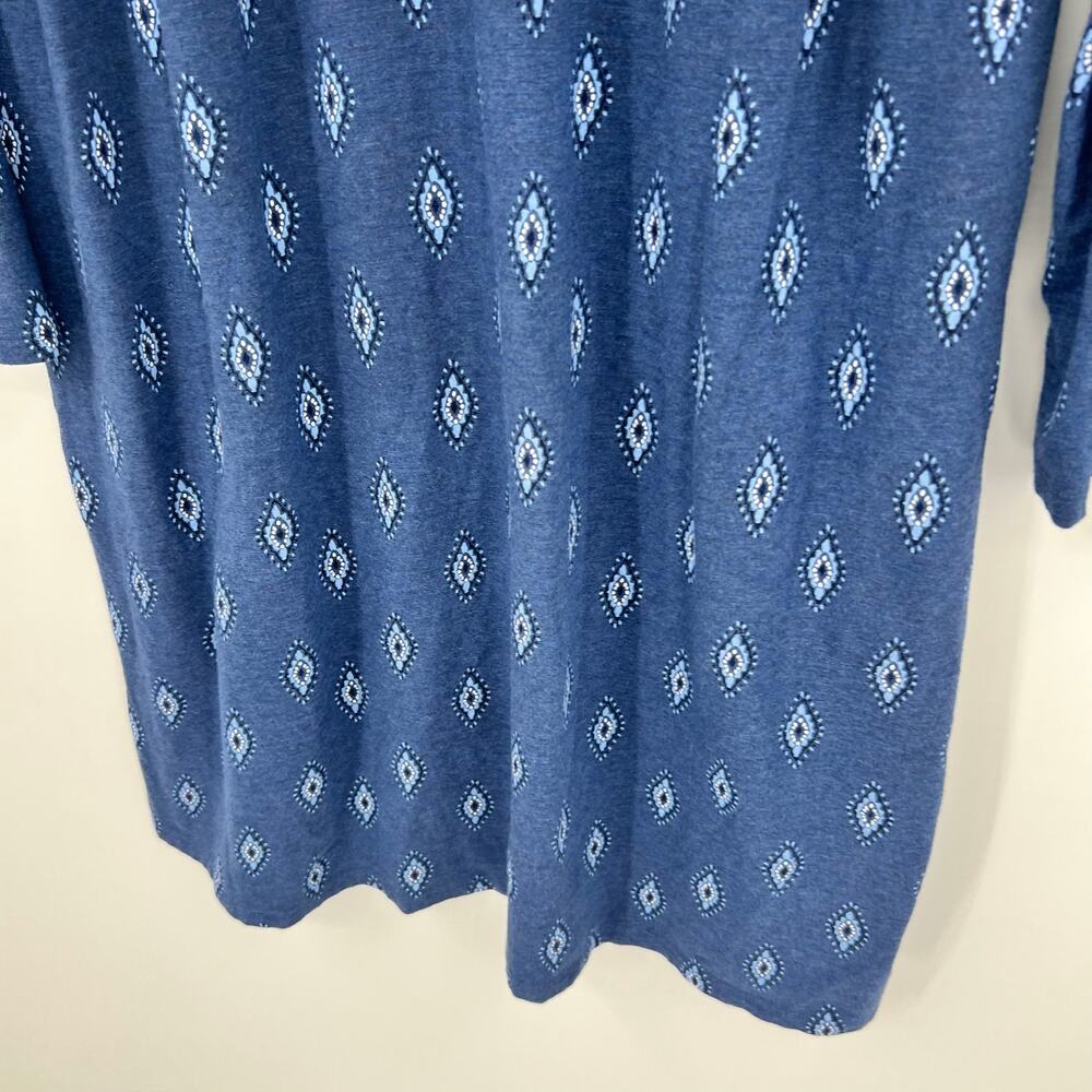 J.Jill Ikat Diamond Print long sleeve navy blue midi knit long dress comfort XL - Picture 4 of 8